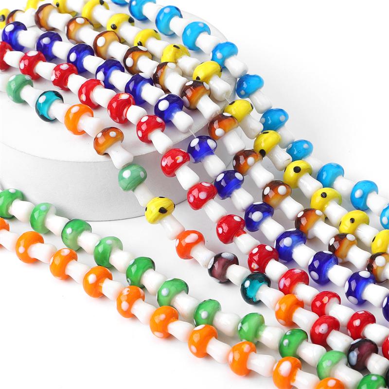 5-25Pcs Glazed Mushroom Glass Beads For DIY Jewelry Making Necklace Bracelet Earrings Craft Accessories