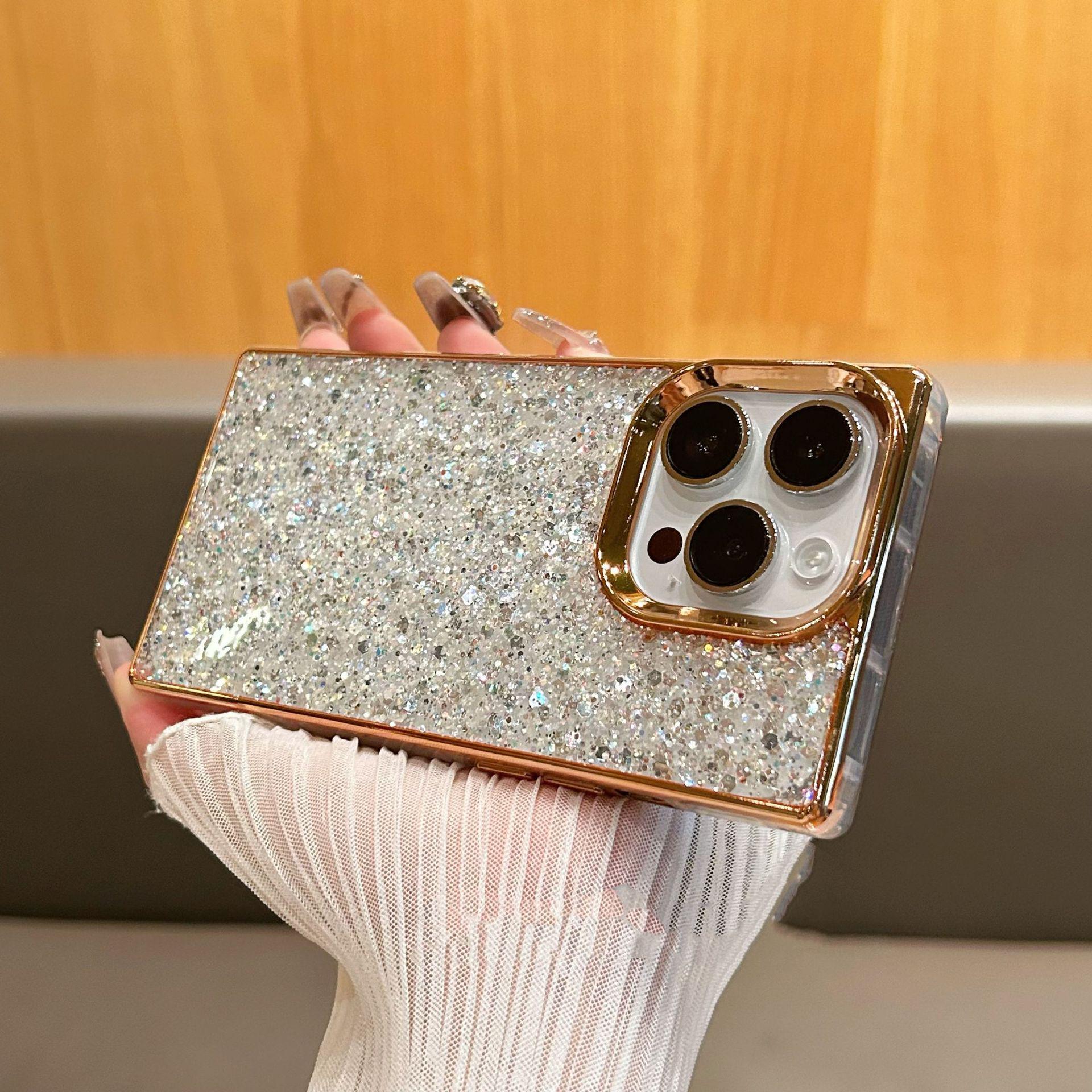 

Apple 17 Glitter Sequin Square Phone Case for iPhone 15 Pro Max - Drop-Proof and Electroplated 14 Pro