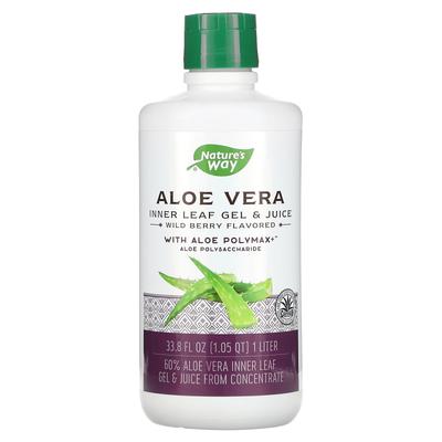 Aloe Vera, Inner Leaf Gel & Juice, with Aloe Polymax, Wild Berry, 1 L (33.8 Fl Oz)