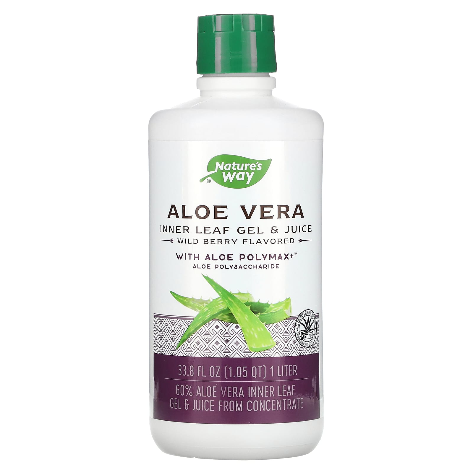 

Nature S Way, Aloe Vera, Inner Leaf Gel & Juice, with Aloe Polymax, Wild Berry, 1 L (33.8 Fl Oz)