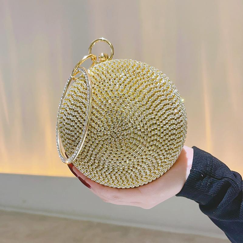 Runde Perlen-Kupplungstasche Mini-Handtasche Luxuriöse Elegante Abendtasche Ringgriff Für Damen Braut Brautjungfer Hochzeitsfeier Handtasche