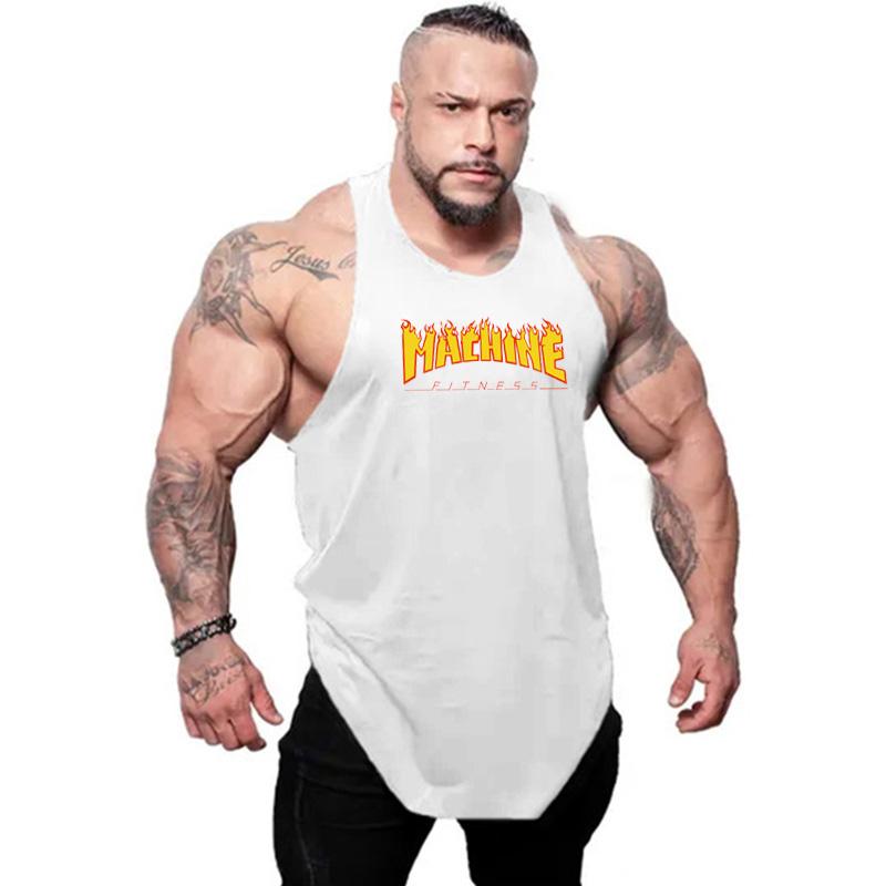 

Muscleguys Summer Cotton Breathable Clothing Gym Bodybuilding Tank Tops Mens Fitness Muscle Singlets Casual Hip Hop Sleeveless Loose Shirts XXL білий
