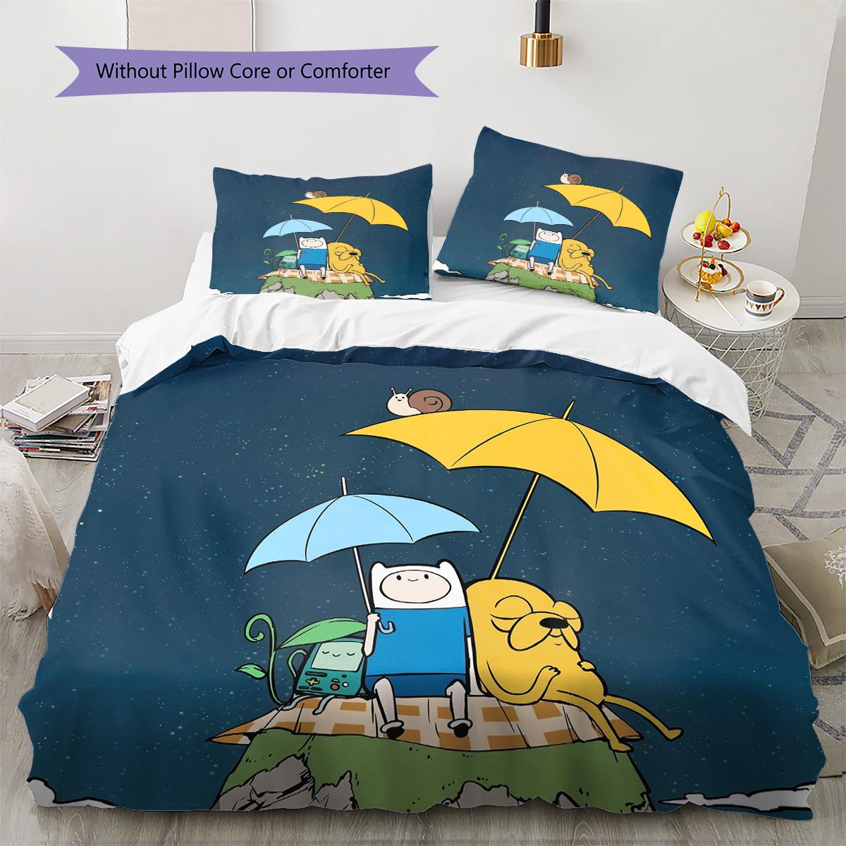 Finn and Jake from Adventure Time Bedding Set, 1 Duvet Cover & 2 Pillowcases, Cozy Home Space, Perfect Gift 135x200cm