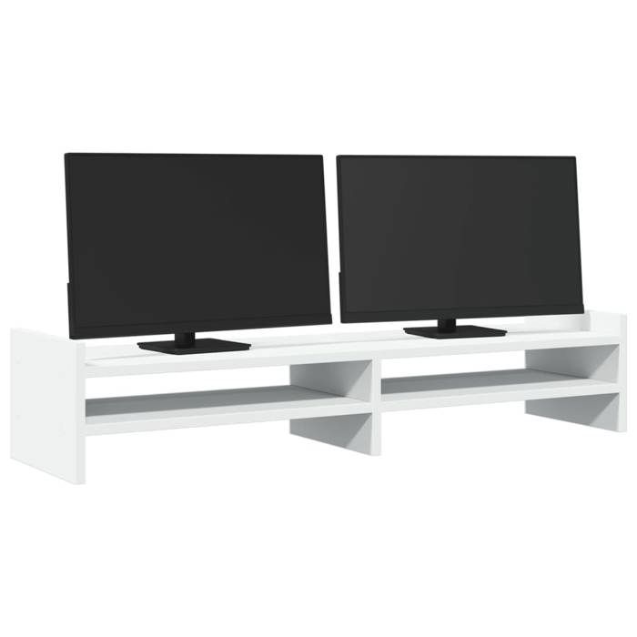 VidaXL Support de moniteur blanc 100x27x20 cm bois d'ingénierie, supports de moniteur double, support pour écran 854787