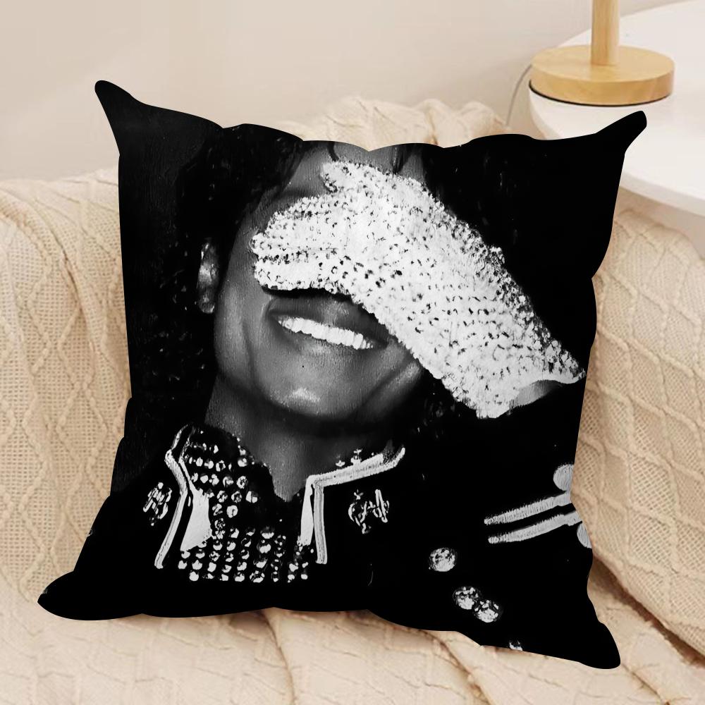 Singer Mmichael Jackson Cushion Cover Silky Short Plush Sofa Pillow Cover Hidden Zipper Soft Dustproof Case for Home Decor