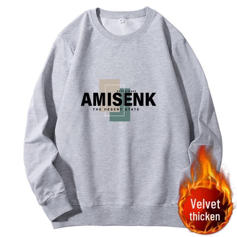 Men's Fleece-Lined Youth Pullover - Loose Fit Autumn/Winter Casual Top