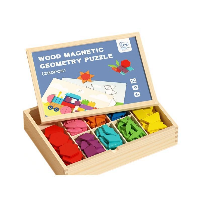 CPC CE Magnetic Tangram Puzzle Wooden Geometric Building Block Primary School Students 3-6 Years Old Children Educational Toys