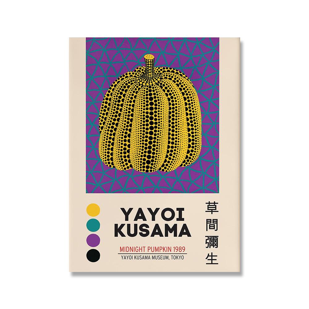 

Yayoi Kusama Виставка японського сучасного мистецтва Картина на полотні Плакат Сучасні квіти Гарбуз Крапки Очі Домашній декор для стін Принти 70x100cm No Framed