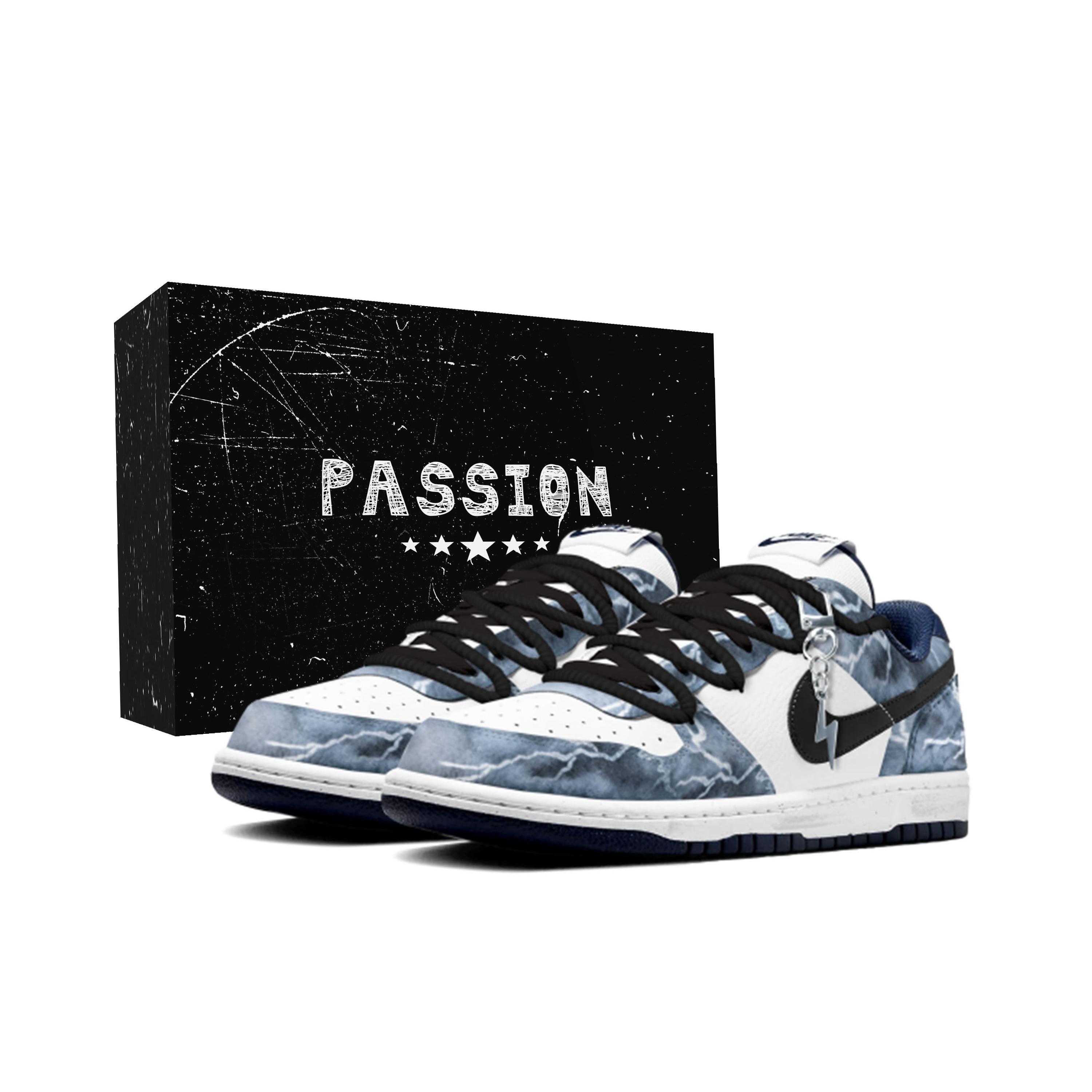 

Nike Big Thunder Lightning Abrasion Resistant Low top Skateboard Shoes Unisex Blue White 355152-140(Team1142- ) 44.5