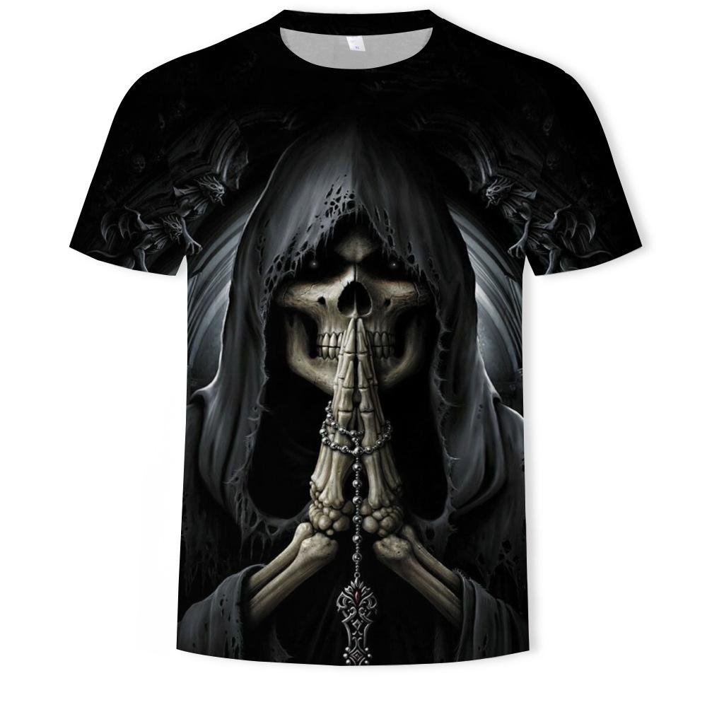 Summer Round Neck 3D Skeleton Print Top Fashionable Casual Short Sleeved Men's T-shirts