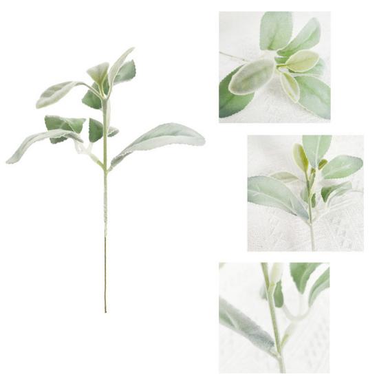 5Pcs Artificial Flocked Reusable Lambs Ear Faux with Stem Leaves Home Wedding Party Greenery Floral Arrangement