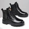 Winter Thick Soled Men's Boots Outdoor Waterproof Laceup Genuine Leather Boots Male Comfortable Warm Leather Shoes Botas Zapatos