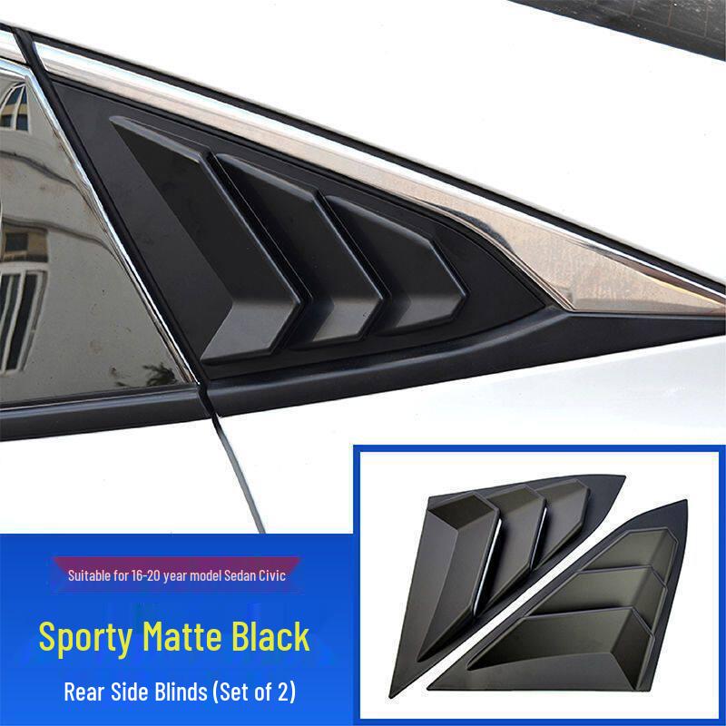 Mustang Style Rear Window Louvers for 16-21 Civic Hatchback/Sedan (10th Gen) - Triangle Window Decoration