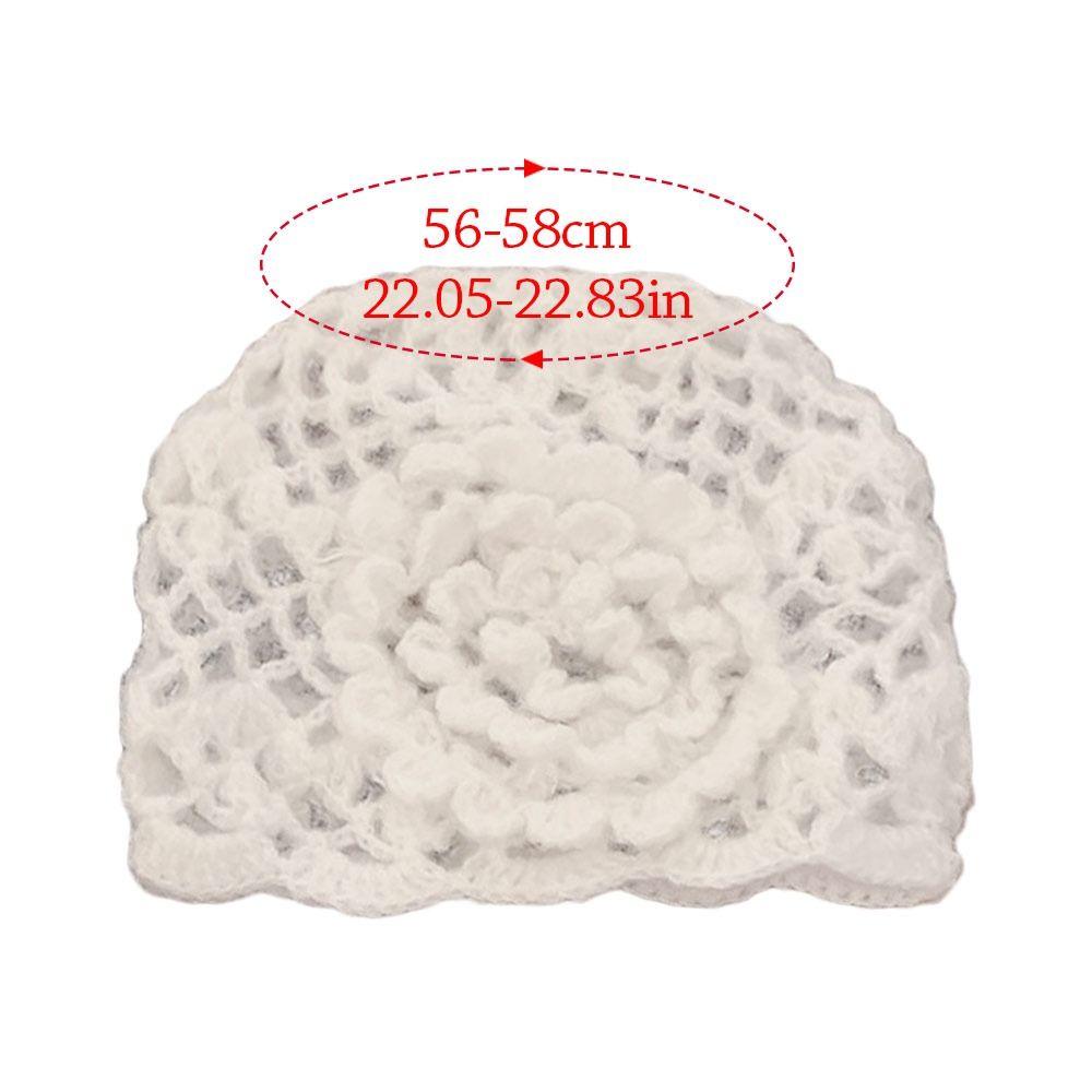 Flowers Knitted Hat Hollowed Out Skullies Hat Breathable Baotou Hat  for Women