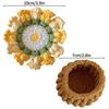 Crochet Coaster Handmade Knitted Flower Bouquet Coaster Plant Pot with Flowerpot Flower Placemat Cup Pad Teacup Stand Diy Flower