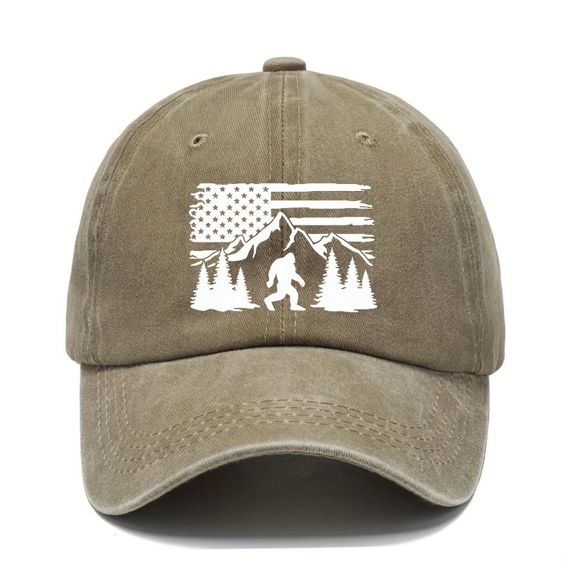 Adjustable Breathable Baseball Cap for Men  Sun Protection Outdoor Dad Hat with American Flag Mountain Pine Tree Designar
