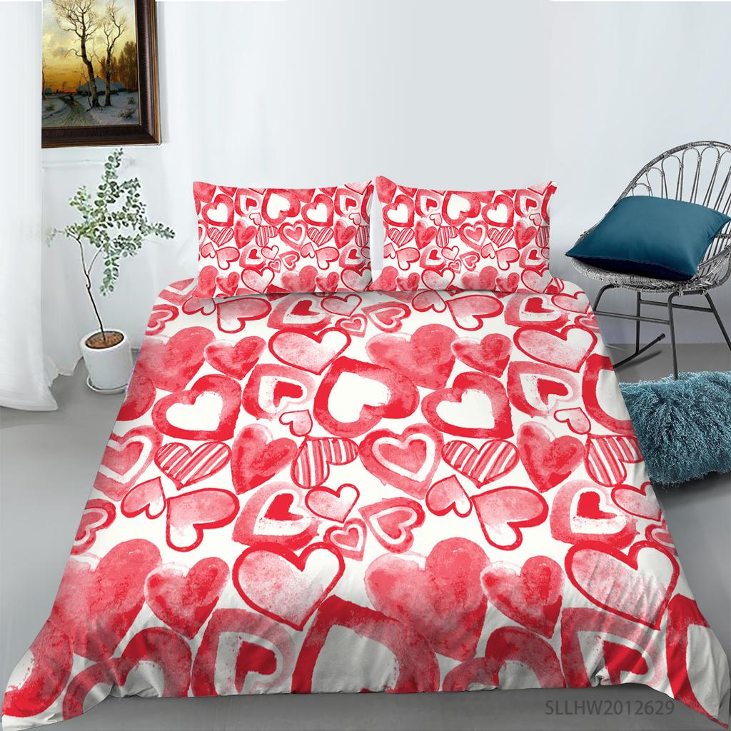 3D-Farbmuster bedruckte Bettwäsche, Einzelbett, Doppelbett, volle Größe, Vintage-Blumenmuster, Kissenbezug und Bettbezug, 2 oder 3 bequeme Heimdekoration