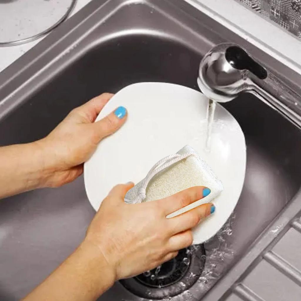 1pcs Natural Loofah Sponge Dishwashing Brush Organic Loofah Pulp Brush Pot Bath Shower Scrubbing Washcloth The Laundress Spray