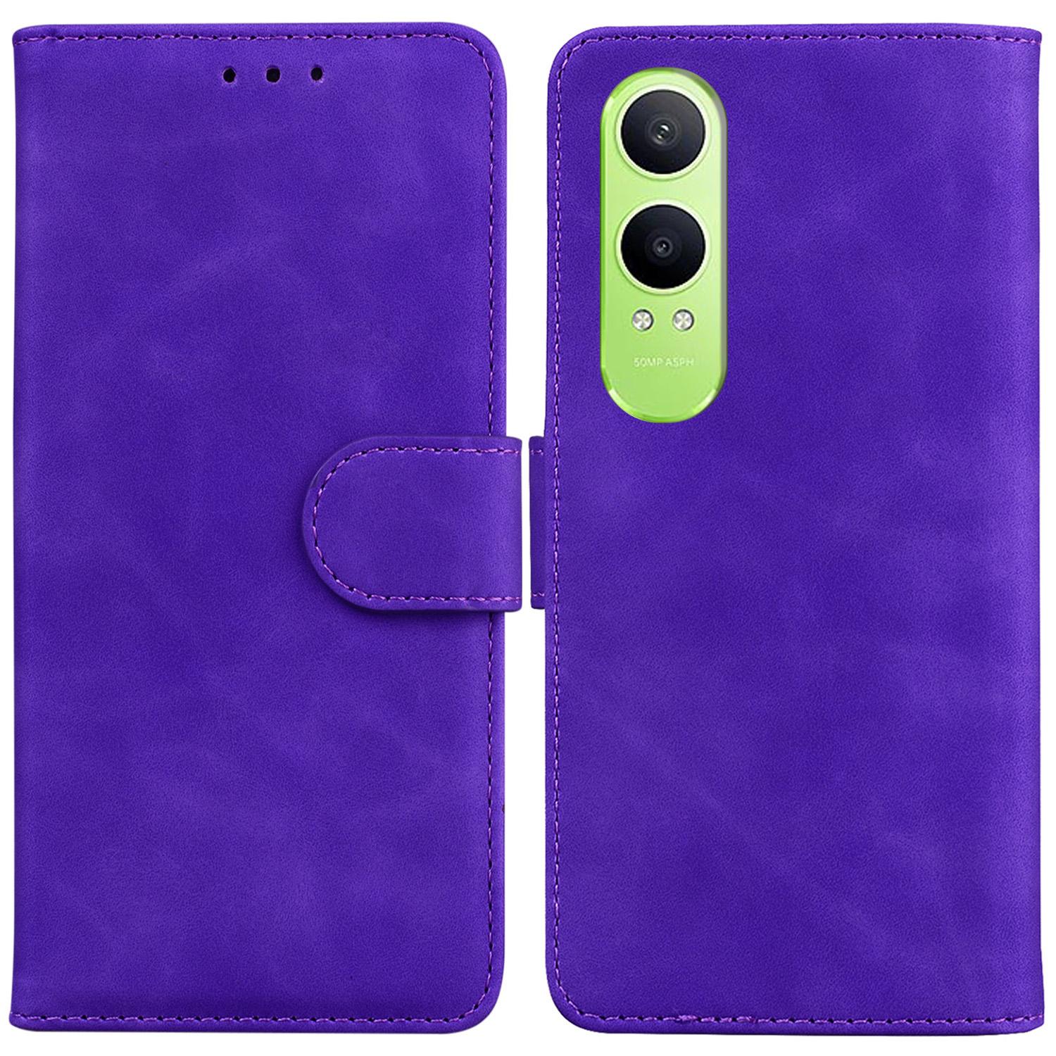 

For OnePlus Nord CE4 Lite 5G Case Solid Color Leather Wallet Phone Cover Purple