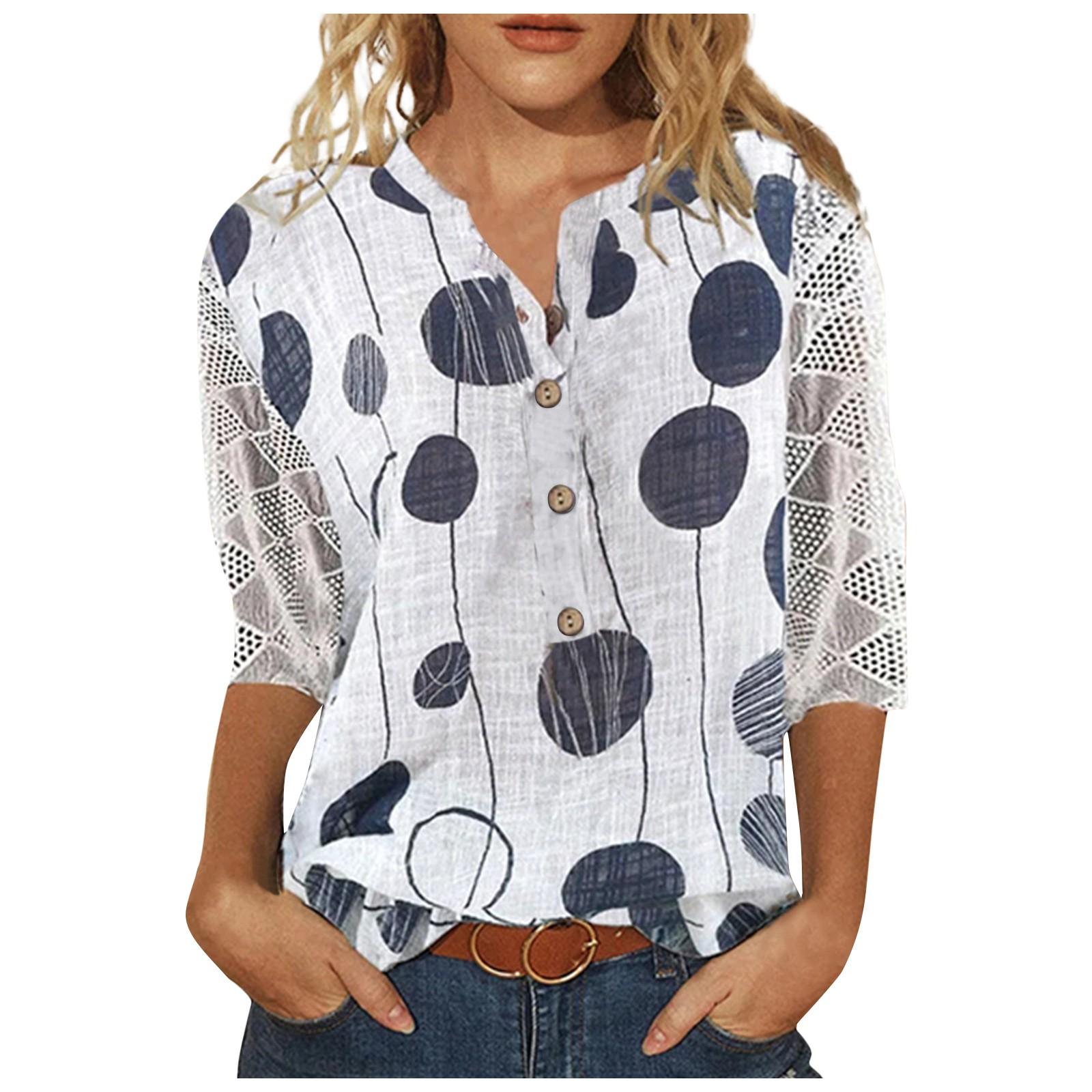 Женские рубашки с v-образным вырезом и рукавами 3/4 — фото 8