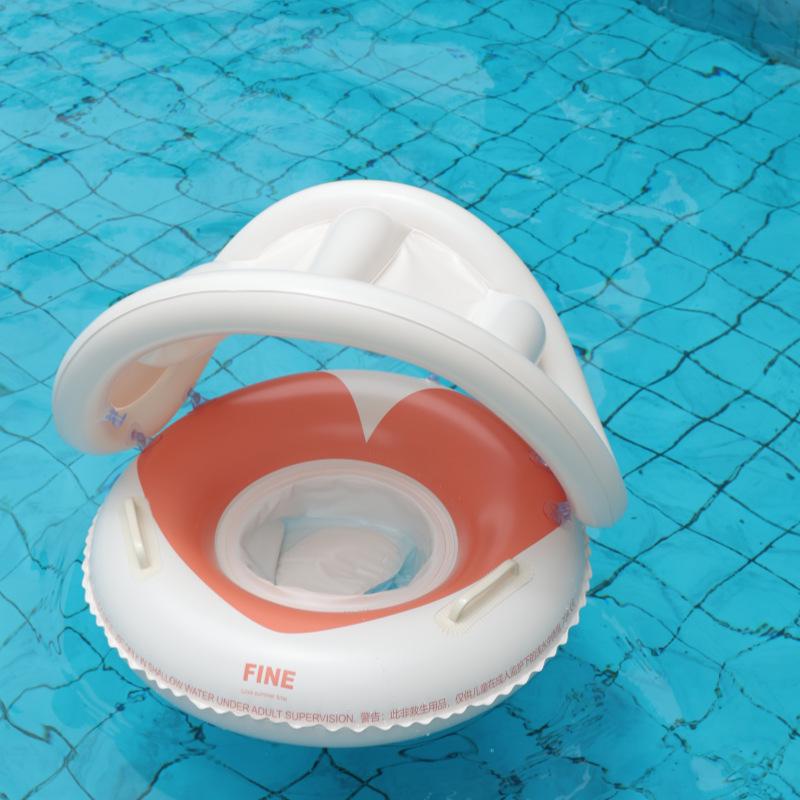 Large Toddler Boat-Themed Swimming Ring with Canopy & Steering Wheel