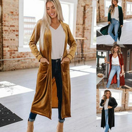 2024 Autumn Women's Gold Velvet Slim Fit Blazer - European & American Style Long Sleeve Casual Outerwear