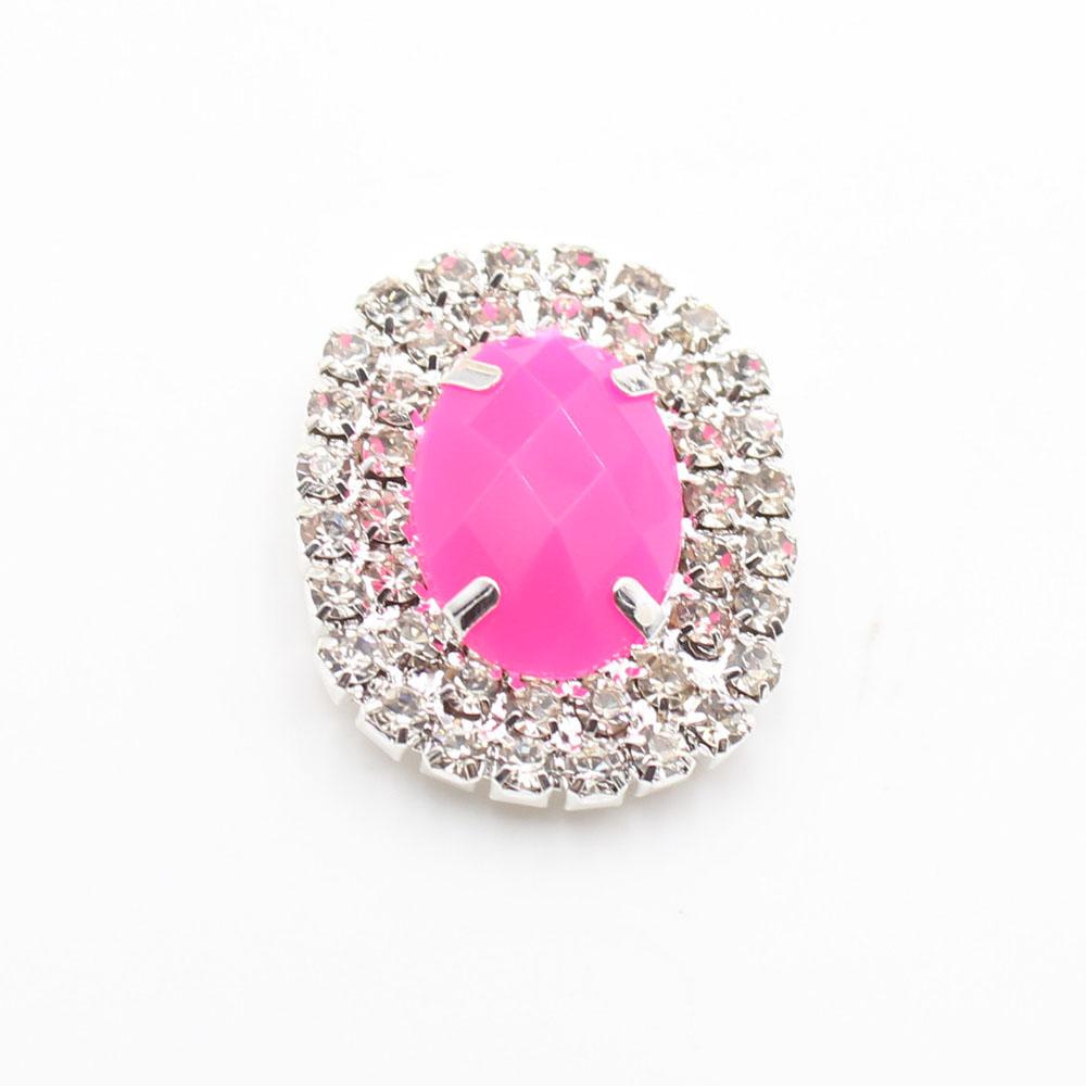 10 pieces of 23 * 28mm double row oval flat crystal four hole sewn rhinestone buttons DIY clothing hair clip decoration accessor