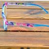 Lunettes de lecture de mode à monture complète rétro faites à la main avec monture ronde à fleurs bleues multicouches +0.75 à +4