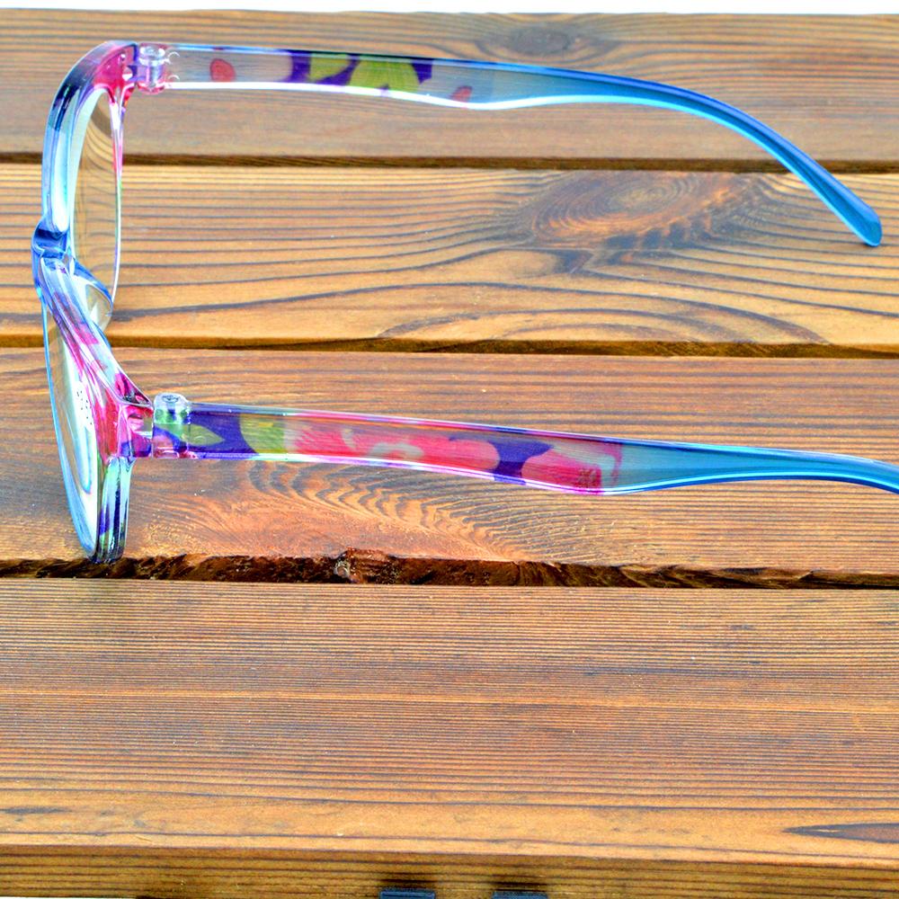 Lunettes de lecture de mode à monture complète rétro faites à la main avec monture ronde à fleurs bleues multicouches +0.75 à +4