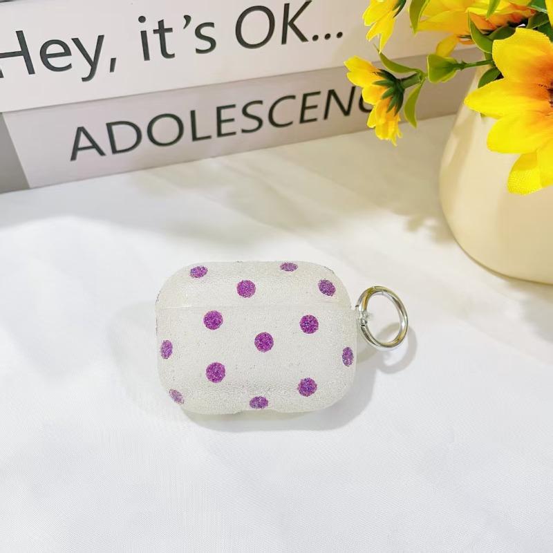 Cute sparkling polka dot headphone case suitable for soft silicone protective case with keychain anti drop shell
