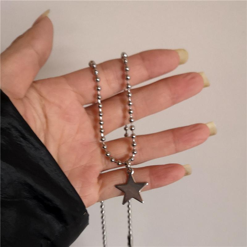 Kpop Cool Punk Vintage Star Pendant Chains Necklace For Men Women Egirl Hip Hop 90s Grunge Aesthetic EMO Jewelry Y2k Accessories
