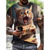 Nuova T-shirt con Stampa Gatto 3D Estate Outdoor Uomo Manica Corta Moda Girocollo Top Uomo Casual Oversize Abbigliamento Uomo