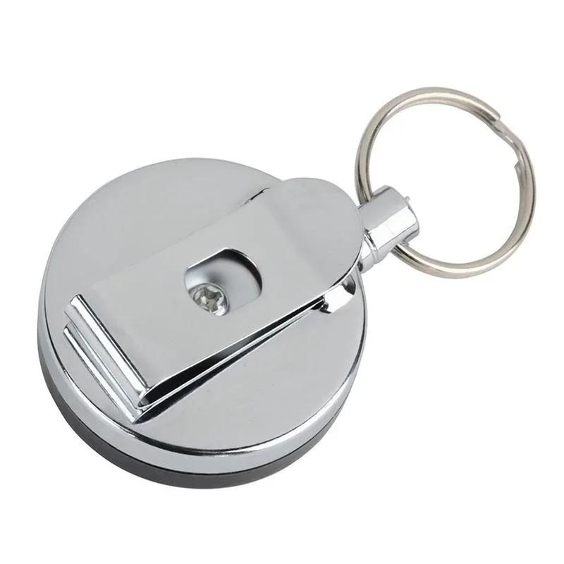 

Semi-Metal 4cm Easy Pull Buckle Telescopic Keychain sliver