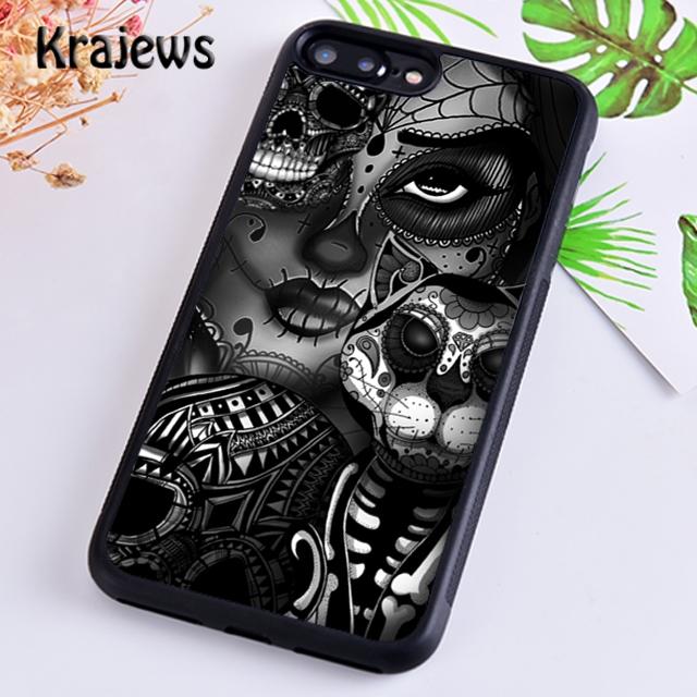 Krajews Candy Skull Sugar Day Of The Dead Phone Case For iPhone 14 5s 6s 7 8 plus X XR XS 11 12 13 pro max Samsung S21 S22 ultra