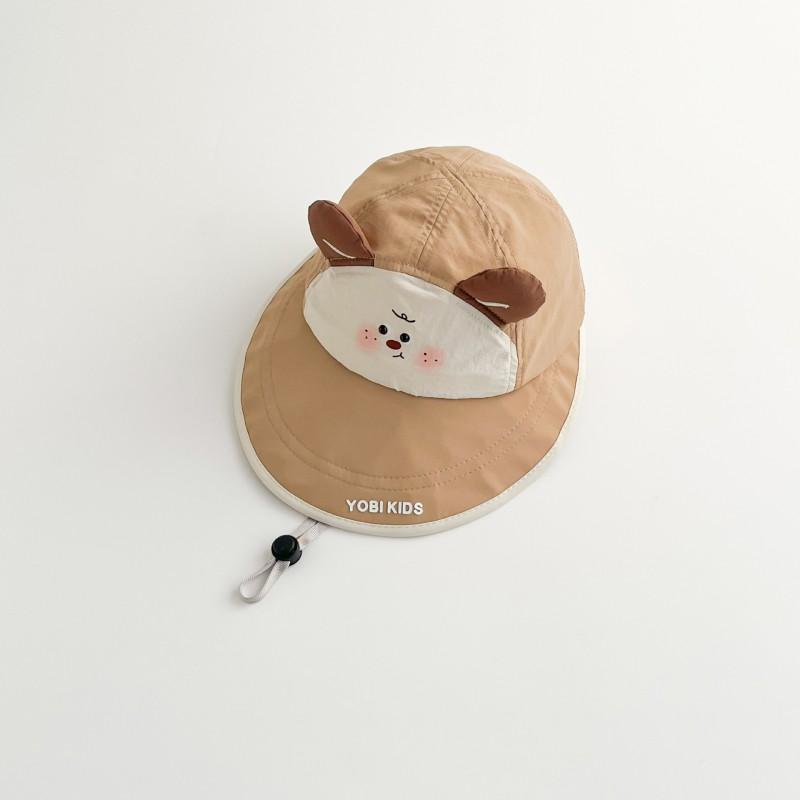 Kids Cartoon Sun Hat With Wide Brim UV Protection Bucket Cap Boys Girls Outdoor Wear