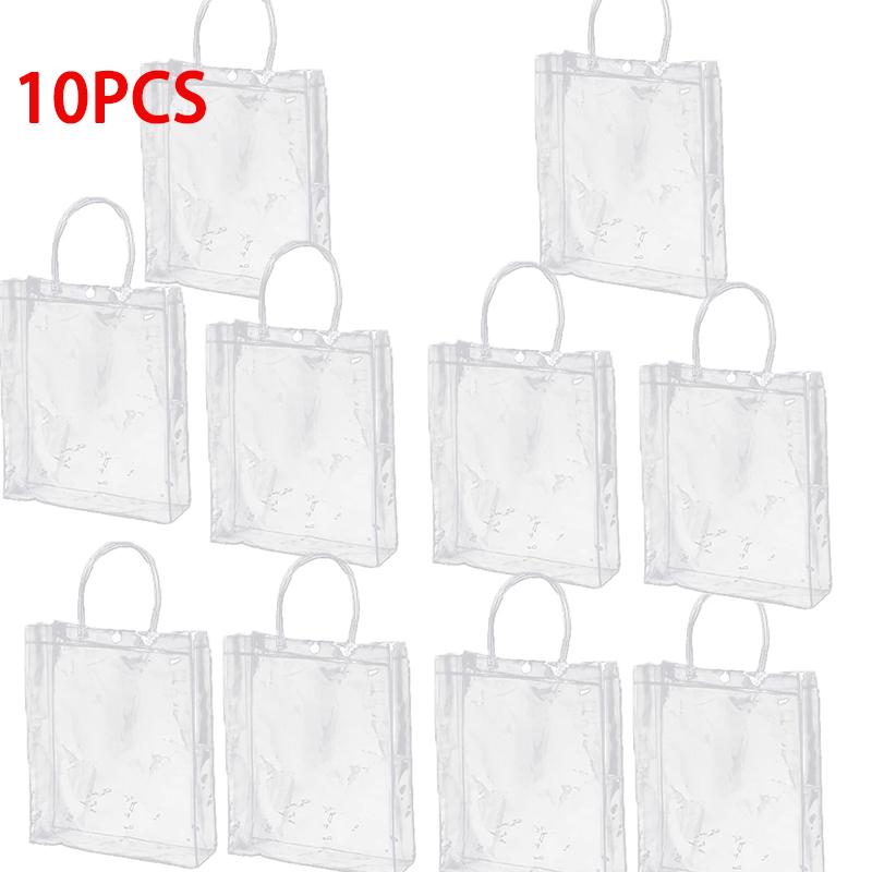 

100 ШТ. Многоразовая прозрачная ПВХ пластиковая сумка-тоут с прозрачной ручкой. Красивая подарочная сумка для свадебной вечеринки, дня рождения, упаковочные пакеты. 20x15x7cm