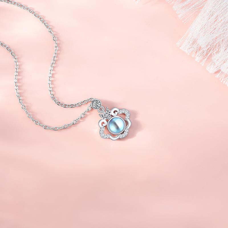 Light Luxury National Style Safety Lock Necklace Femininity Niche Fashion Commuting New Chinese Style Long Life Lock Stainless Steel Collarbone Chain