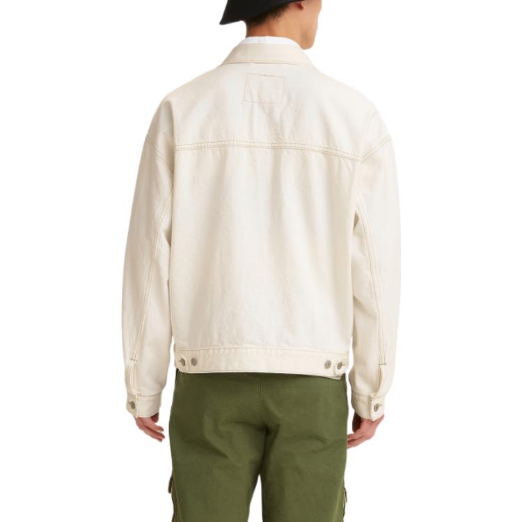 Levis Solid Color Long Sleeve Denim Jacket Men jackets White A1988-0001