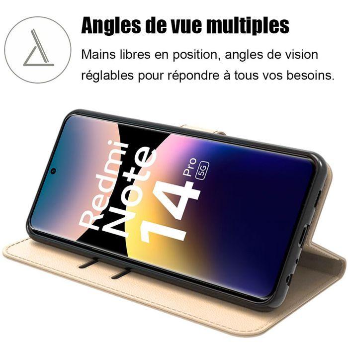Coque - E.F.CONNECTION - Pour Xiaomi Redmi Note 14 Pro 5G - Synthécuir Doré - Anti-rayures - 2 Verres Trempés