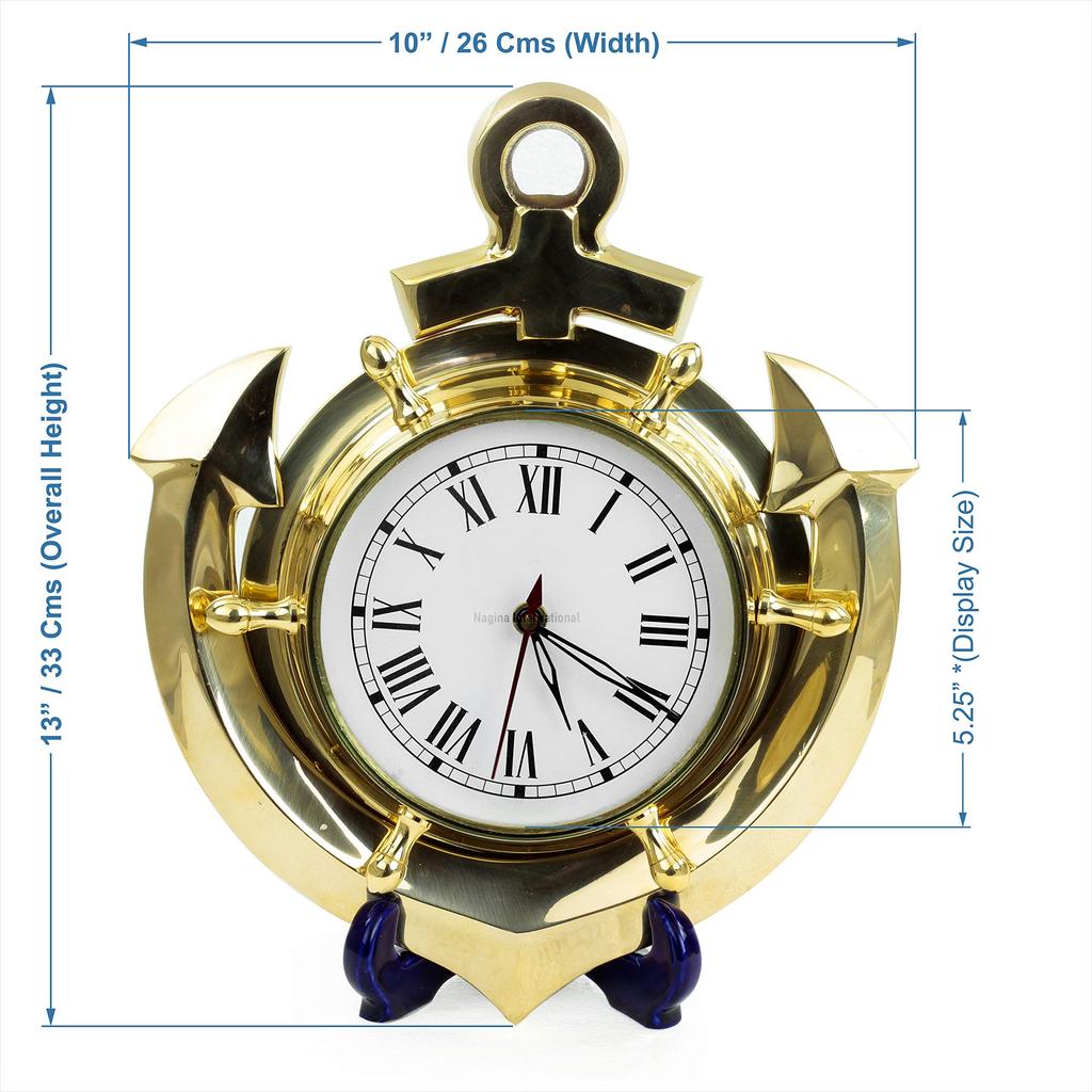 Nagina International Anchored in Time Solid Brass Wall Clock - Nautical Maritime Themed Home Decor Gift D0-TFEI-MTY0