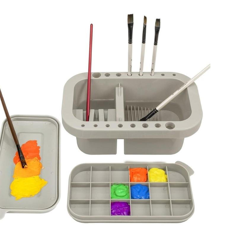 Handheld Multiple Layer Brush Cleaning Bucket For Artists Students Smooth Interior Permanent Substance Not Toxic Exemplary For Travel Studio School