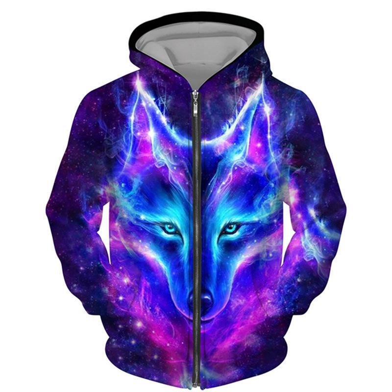 Spring Autumn 3D Wolf Series Printed Zipper Hoodie Men Women Couples Hoodie Hoodie Jacket Casual Fashion Jacket
