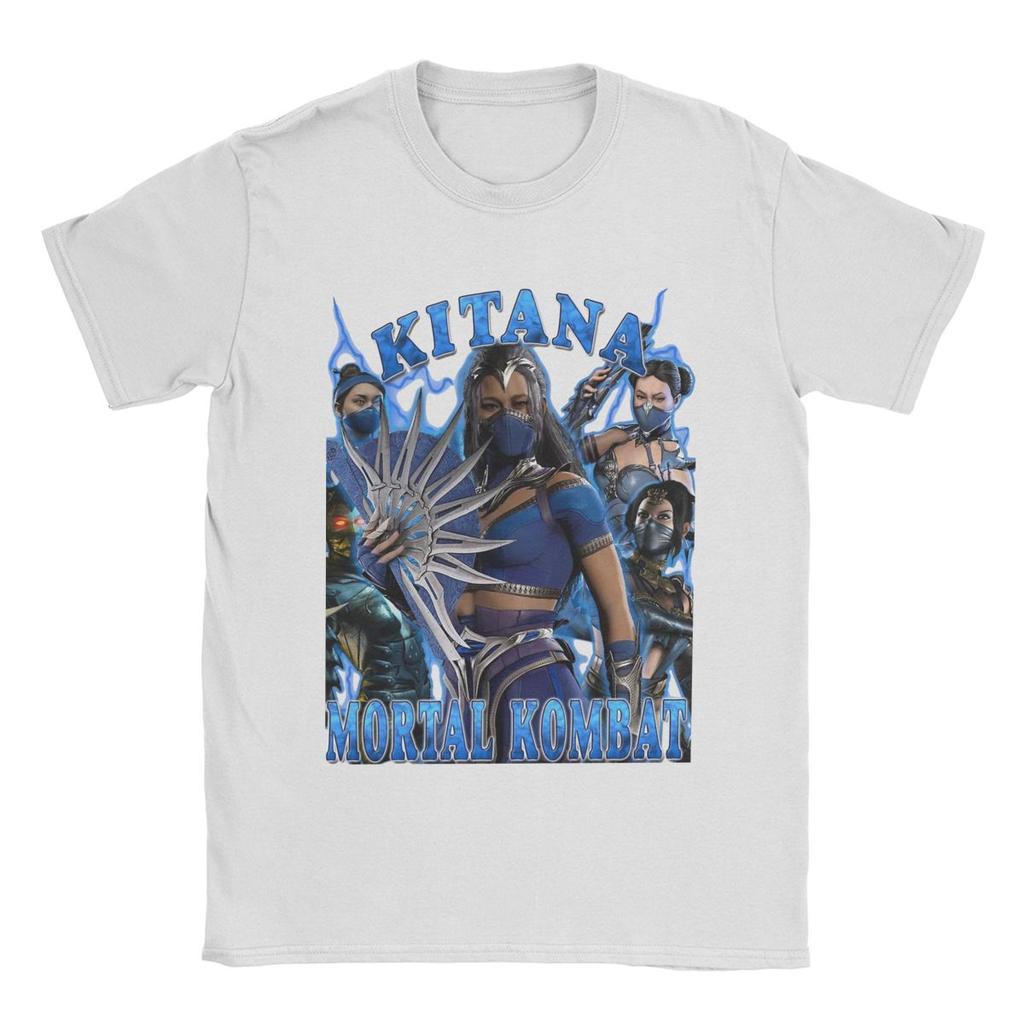 Men T-Shirt Mortal Kombat 1 Kitana Vintage Pure Cotton Tee Shirt Short Sleeve T Shirts Round Collar Clothes Graphic Printed