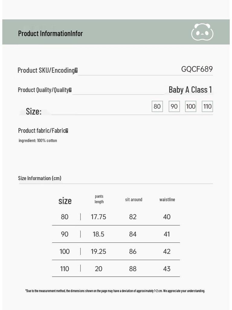 Guaiqi Bear Infant Girl Pure Cotton Summer Bloomers Shorts