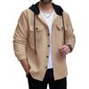 Men's Single Breasted Hooded Outerwear Autumn Long Sleeve Jacket Fashion Pocket Loose Cardigan Coat