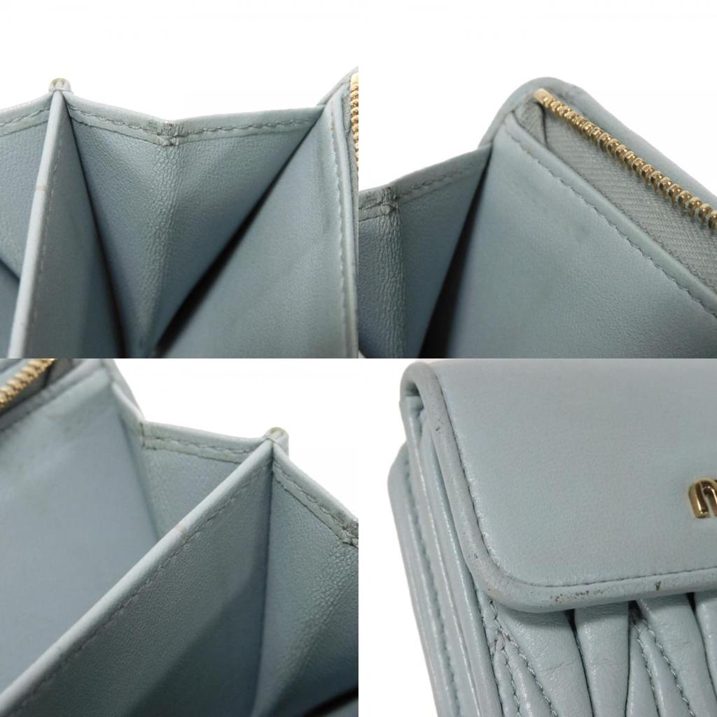Used Matelasse Compact Zip Wallet (5ML002 N88 F0012 7941) with RFID and Lambskin. Metal logo. Cielo Women's from Japan