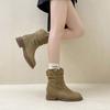 Замшевый дизайн, нишевый, толстый каблук, ботфорты-чулки, женские, 2025, осень-зима, модные, ретро, простые, универсальные, модные ботинки