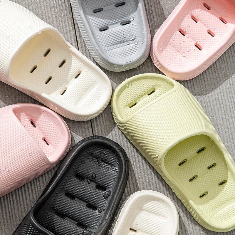 Women's Waterproof Summer Shower Slippers: Lightweight, Thick-Soled, Hollow Design for Men and Women's Outdoor or Home Wear.