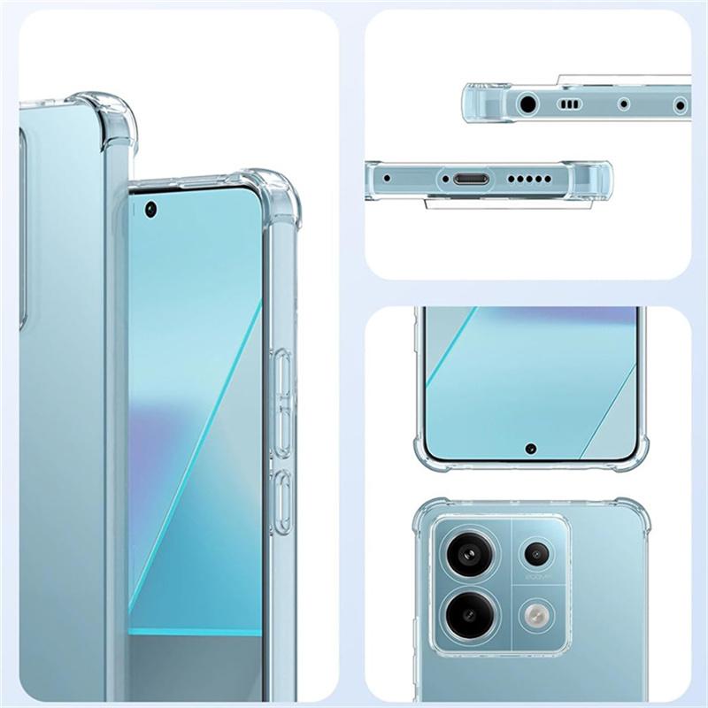 Poduszka powietrzna zapobiegająca upadkowi przezroczysty, cienki, miękki silikonowy pokrowiec na telefon do Redmi Note 13 4G 5G Note 13 Pro 4G 5G 13 Pro + 5G POCO X6 M6 C65 13C