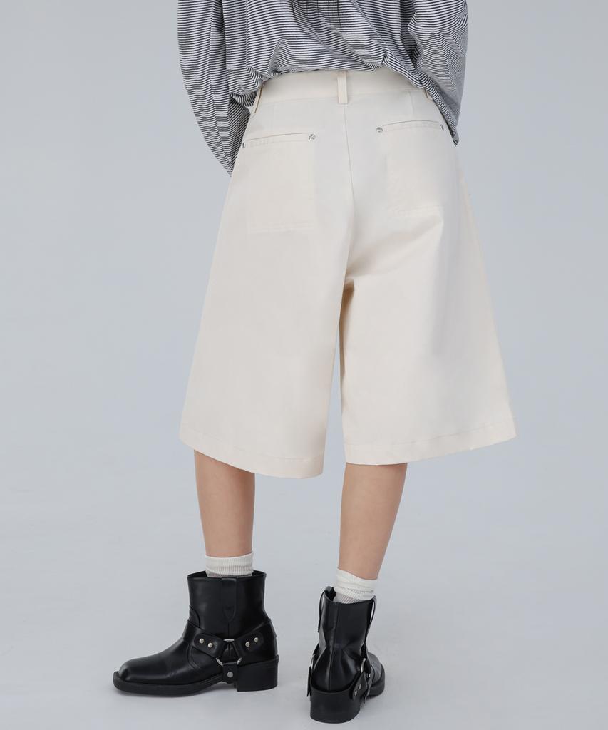 CHICKS Bermuda Wide Cotton Pants Ivory